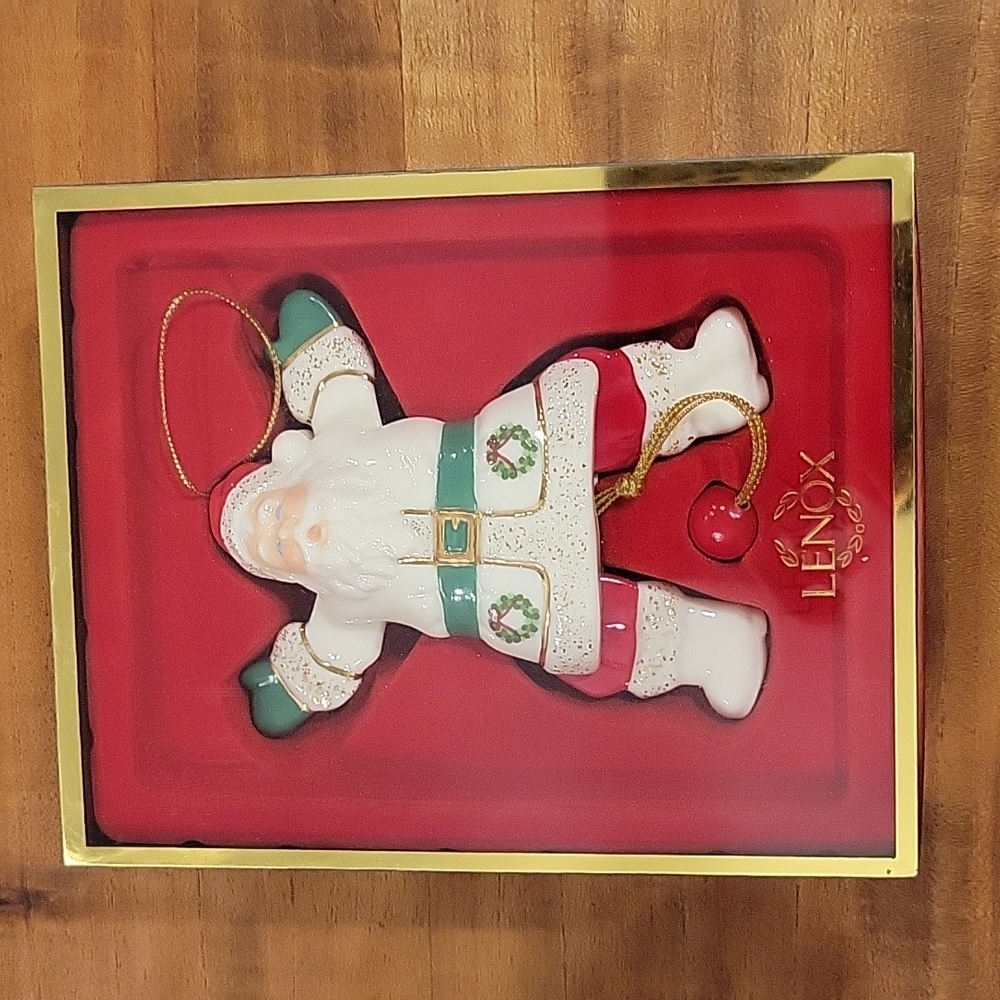 Vintage Lennox Santa pull ornament in its box